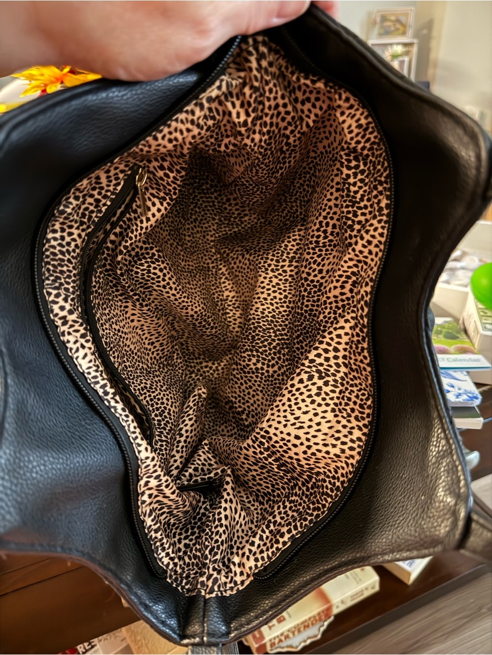 Quilted Black Leather Tote with Detachable Strap - Picture 4 of 7